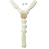 113032, MULTI STRAND PEARL TASSEL LARIAT NECKLACE
