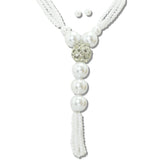 113032, MULTI STRAND PEARL TASSEL LARIAT NECKLACE