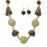 113034, CHUNKY CRYSTAL PAVE BALL AND MIXED GEOMETRIC BEAD STATEMENT NECKLACE