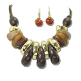 113037, CHUNKY SCULPTURAL TEARDROP BEAD ADJUSTABLE STATEMENT NECKLACE