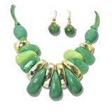 113037, CHUNKY SCULPTURAL TEARDROP BEAD ADJUSTABLE STATEMENT NECKLACE