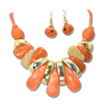 113037, CHUNKY SCULPTURAL TEARDROP BEAD ADJUSTABLE STATEMENT NECKLACE