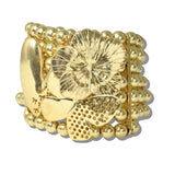 113039, MIXED TEXTURE FLORAL METALLIC STRETCH BRACELET