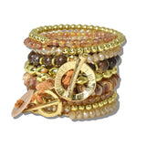 113040, EARTHY MULTI ROW WRAP AROUND BRACELET WITH TOGGLE CHARMS