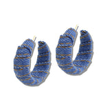 113044, DENIM JEAN WRAPPED HOOP EARRINGS