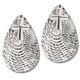 113047, OVERSIZED TEXTURED TEARDROP CROSS STATEMENT EARRINGS