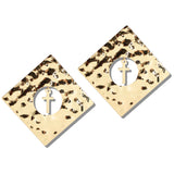 113049, TEXTURED METALLIC GEOMETRIC DIAMOND CROSS STATEMENT EARRINGS