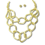 113052, CHUNKY TEXTURED GEOMETRIC LINK LAYERED NECKLACE