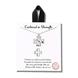 113065, CENTERED IN STRENGTH HAMMERED GREEK CROSS PENDANT NECKLACE