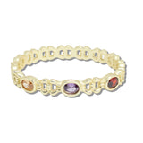 113070, 14K GOLD PLATED MULTI OVAL CZ LINK HINGED BANGLE BRACELET