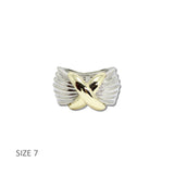 113082, 14K GOLD PLATED RIBBED X-MOTIF CROSSOVER RING