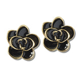 113087, ENAMEL CAMELLIA FLOWER STUD EARRINGS