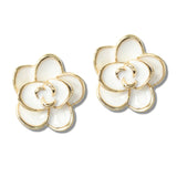 113087, ENAMEL CAMELLIA FLOWER STUD EARRINGS