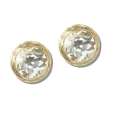 113088, TEXTURED BEZEL CRYSTAL STUD EARRINGS