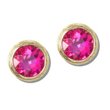 113088, TEXTURED BEZEL CRYSTAL STUD EARRINGS