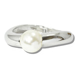 113101, CHUNKY METALLIC SINGLE PEARL HINGED BANGLE BRACELET