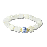 113102, PORCELAIN FLORAL CERAMIC BEAD STRETCH BRACELET