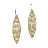 113106, BRUSHED DRAGONFLY MARQUISE DROP EARRINGS