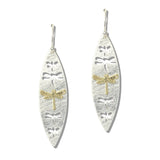 113106, BRUSHED DRAGONFLY MARQUISE DROP EARRINGS