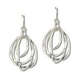 113108, MIXED METAL HAMMERED ABSTRACT HOOP DROP EARRINGS