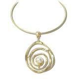 113110, TEXTURED SPIRAL PEARL STATEMENT COLLAR NECKLACE