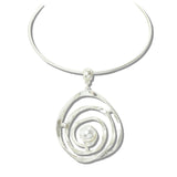 113110, TEXTURED SPIRAL PEARL STATEMENT COLLAR NECKLACE