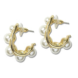 113111, METALLIC PEARL ACCENTED OPEN HOOP EARRINGS