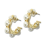 113111, METALLIC PEARL ACCENTED OPEN HOOP EARRINGS
