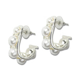 113111, METALLIC PEARL ACCENTED OPEN HOOP EARRINGS