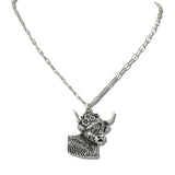 113133, WESTERN FLOWER COW PAPERCLIP CHAIN NECKLACE