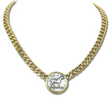 113136, WESTERN HORSE COIN CHAIN NECKLACE