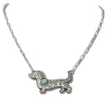 113139, WESTERN FLORAL DACHSHUND PAPERCLIP CHAIN NECKLACE