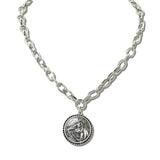 113141, WESTERN ENGRAVED HORSE COIN CHAIN NECKLACE