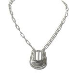 113142, WESTERN BELT BUCKLE PAPERCLIP CHAIN NECKLACE