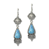 113150, WESTERN GEOMETRIC TURQUOISE STONE DROP EARRINGS