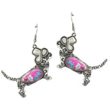 113155, WESTERN DACHSHUND TURQUOISE STONE DANGLE EARRINGS