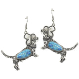 113155, WESTERN DACHSHUND TURQUOISE STONE DANGLE EARRINGS