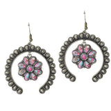 113157, WESTERN TURQUOISE STONE SQUASH BLOSSOM EARRINGS