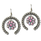 113157, WESTERN TURQUOISE STONE SQUASH BLOSSOM EARRINGS