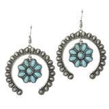 113157, WESTERN TURQUOISE STONE SQUASH BLOSSOM EARRINGS