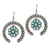 113157, WESTERN TURQUOISE STONE SQUASH BLOSSOM EARRINGS