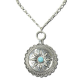 113160, WESTERN ARTISAN FLORAL LARGE MEDALLION PENDANT NECKLACE
