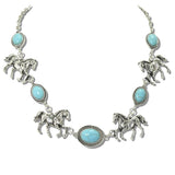 113164, WESTERN HORSE TURQUOISE STONE LINK NECKLACE