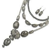 113169, WESTERN CONCHO TRIPLE LAYERED STATEMENT NECKLACE