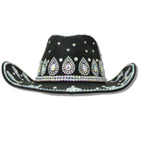 113173, TEARDROP CRYSTAL EMBELLISHED SUEDE FEEL COWBOY HAT