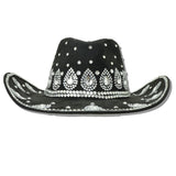 113173, TEARDROP CRYSTAL EMBELLISHED SUEDE FEEL COWBOY HAT