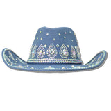 113173, TEARDROP CRYSTAL EMBELLISHED SUEDE FEEL COWBOY HAT