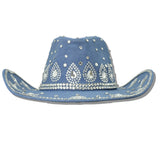113173, TEARDROP CRYSTAL EMBELLISHED SUEDE FEEL COWBOY HAT