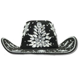 113174, MULTI-SHAPE CRYSTAL EMBELLISHED SUEDE FEEL COWBOY HAT