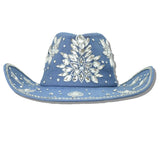 113174, MULTI-SHAPE CRYSTAL EMBELLISHED SUEDE FEEL COWBOY HAT